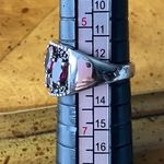 Raspberry Rhodolite Garnet Black Spinel Sterling Silver Ring Size 6 Red Photo 8