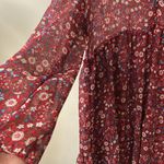 ZARA Red Floral Print Blouse Dress with Gem buttons Women's Size Large Photo 9