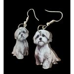 Bichon Frise Earrings New Dangle Hooks Double Sided Fluffy White Teddy B… Photo 5