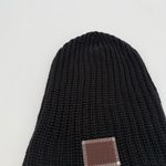 Love Your Melon Black Knit Beanie Classic Brown Patch Cotton Winter One Size Photo 2