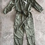 Rebecca Taylor  Utility Sateen Jumpsuit, Long Sleeves Olive Green Size 12 NWT Photo 6