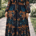 City Chic Ivanna Opulent Baroque Floral Maxi Dress Tie Front Photo 0