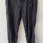 Level 99 Women's Shannon Linen Blend Elastic‎ Waist Drawstring Joggers Size XS Gray Photo 0