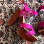 Gianni Bini Fuschia Flame Retro Glam Wood Block Heels Photo 1