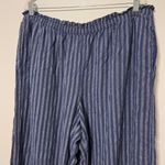 Aerie  Linen Blend Wide Leg Pants Size XL blue stripe trouser comfy beach Photo 3