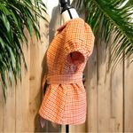 HARVEYS BOUTIQUE Orange Houndstooth Short Sleeve Belted Jacket Photo 2