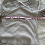 Maeve Anthropologie Faux Leather-Inset Pullover Stone Color size M Photo 6