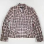 Calvin Klein Jeans Women’s Large Plaid Blazer Jacket Brown Preppy Dark Academia Photo 0