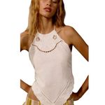 ZARA White Eyelet Embroidered Scarf Halter Festival Top Size XL Photo 2