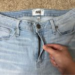 Paige  Hoxton Light Wash High Rise Ruffled Straight Ankle Crop Stretch Jeans Photo 7