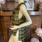 Forever 21 OLIVE GREEN & BLACK ELEPHANT PRINT HIGH LOW SHEER TUNIC (S) Photo 4