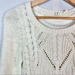 Anthropologie Moth Ella Ivory Layered Crew Neck Cable Knit Pullover Sweater XS Photo 3