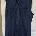 Chico's  Blue Denim 100% Cotton Button Down Shirt Pockets Photo 0