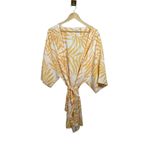 NWOT Maison Du Soir Magnolia Luxe Palm Kimono Robe in Orange/White Size M/L Orange Photo 4
