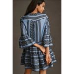 Anthropologie x Devotion Twins Ella Short Embroidered Mini Dress XS Blue Black Photo 3