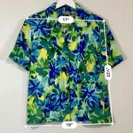 Chico's  Women’s Floral Watercolor Linen Top Short Sleeve Blue Green Size 1 Photo 3