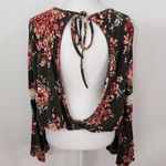 Charlotte Russe Pink and Green Floral Top NWT Size Large Green Wrap Look Top Photo 4
