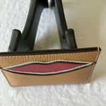 Coach : Tan Slim Credit Card Holder with Pink Lips- Wallet Photo 7