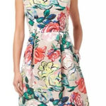 Adrianna Papell Floral Stained Glass Dress Tea Length Sleeveless Pockets Size 8 Photo 0