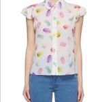 Alice + Olivia  Eli Flutter-Sleeve Silk Top
Sunday Macaroons, Size XS NWT Photo 3
