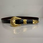 Vintage Chacon Black Alligator Belt Al Beres German Silver Buckle Size 36 Photo 0