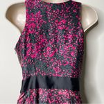 Cynthia Steffe  Cerise Pink Black Floral Silk Front Zip Sleeveless Dress Photo 5