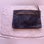 VKK dark blue black leather pouch/wristlet zipper Genuine Leather lightweight Photo 15