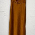 Sachin & Babi Golden Brown Satin Midi Dress Womens 6 Formal Prom Bridesmaid Gold Photo 0