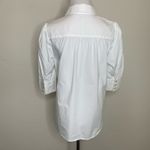 Charter Club White Puff Sleeve Blouse Pearl Gold Buttons Sz Medium Photo 1