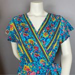 PRETTYGARDEN Wrap Dress Blue Floral Women Size Medium Short Sleeve Summer Spring Photo 3