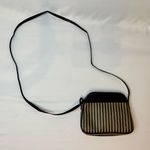 Designer Originals Vintage Fendi-Inspired Black/Tan Striped Neoprene Pequin Crossbody Purse Photo 5