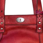 Fossil Hunter Leather Tote Bag Pink Red Zip Closure Key Charm Silver Hardware Photo 2