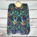 Nicole Miller NWT Size XL Blue Floral Print 2 Pc. Peasant Blouse & Camisole Set Photo 1