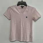 Brooks Brothers  V Neck Tee Shirt Size XS White with Orange Stripes EUC Photo 0