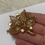 Beautiful Vintage Signed Lisner Brooch Pin Gold Tone Leaves Photo 9