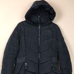 Calvin Klein  Women’s Black Long Line Hooded Puffer Double Zip-Up Jacket Photo 1