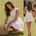 House Of CB  'Claretta'‎ White Pleated Cotton Mini Dress NWOT Size XS Photo 2