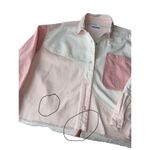 Bershka  100% Cotton Pink & White Color Block Oversized Denim Jacket Photo 9