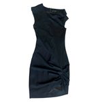 Helmut Lang  Women’s Asymmetric Hem Sleeveless Black Ruched Scuba Mini Dress Sz 2 Photo 1