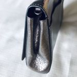 Coach  Alexa Metallic Leather Turnlock Clutch Purse, Silver Photo 4