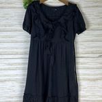 Next  Black Viscose Swiss Dotted Ruffle Witchy Dress Photo 7