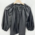 Who What Wear Faux Leather Black Balloon Sleeve Top Women's Size X-Small XS Photo 0