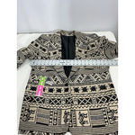 Womans Medium Brown Beige Jacquard Animal Geometric Lined Blazer Photo 4
