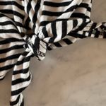 Hailey & Co. Black and White Tie Front Flutter Sleeve Tee Photo 2