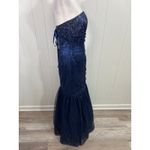 Jessica McClintock  II Mermaid Gown Dress in Navy with Silver Sparkles Size 7 Photo 2
