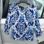 International concepts NWT INC Blue pattern Blouse M  Photo 5