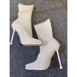 EGO  Womens Square Toe Textured Stiletto Ankle Sock Booties Nude  US SIZE 6 Photo 7