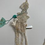 Antica Sartoria Necklace Beaded Flower Applique Shells Long Cream Ivory White Photo 10