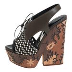 Sergio Rossi Atlantiques Platform Sandals Ankle Strap Block Weaved Brown EU 39 Photo 9