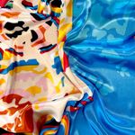 VTG RETRO Abstract Multicolor artwork Square oversized silky scarf 35’/35’ Multiple Photo 4